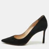 Jimmy Choo Black Suede And Patent Leather Pointed Toe Pumps In Black