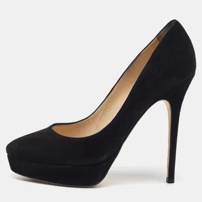 Pre-owned Jimmy Choo Black Suede Alex Platform Pumps Size 38