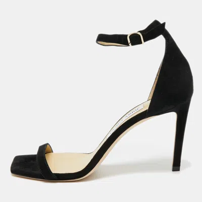 Pre-owned Jimmy Choo Black Suede Alva Sandals Size 38