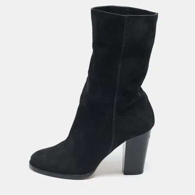 Pre-owned Jimmy Choo Black Suede Ankle Boots Size 36
