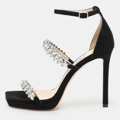 Pre-owned Jimmy Choo Black Suede Bing Ankle Strap Sandals Size 36