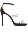 Jimmy Choo Black Bing Sandals With Crustal Embellishment In Leather Woman In Black