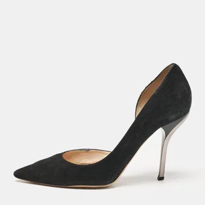 Jimmy Choo Black Suede Dorsay Pumps