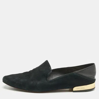 Jimmy Choo Black Suede Jaida Slip On Smoking Slippers In Multi
