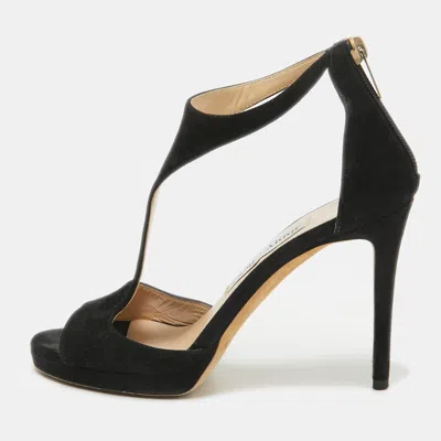Jimmy Choo Black Suede Lana T Strap Sandals