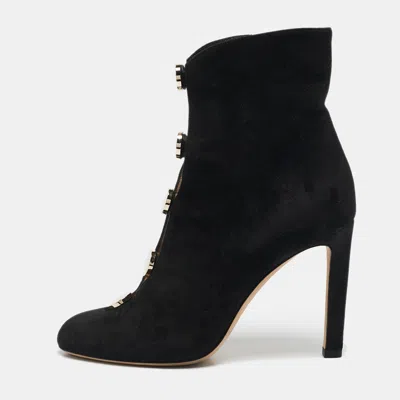 Pre-owned Jimmy Choo Black Suede Loretta Ankle Length Boots 37