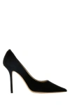 Jimmy Choo Romy 85 Spitze Pumps Aus Schwarzem Leder Mit Eidechsen-print