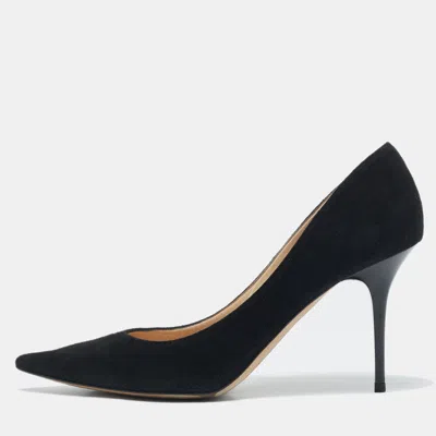 Pre-owned Jimmy Choo Black Suede Love Pointed Toe Pumps Size 39.5