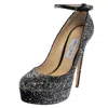 Jimmy Choo Black Suede Platform Crystals Klerise Pumps In Black