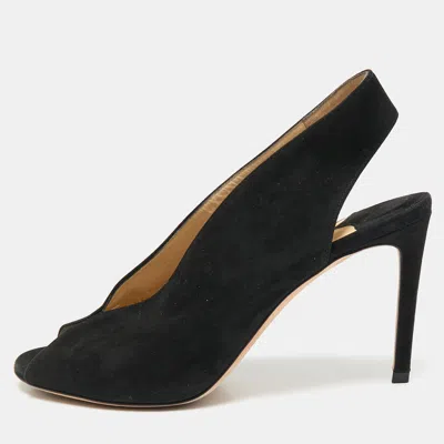 Pre-owned Jimmy Choo Black Suede Slingback Sandals Size 38.5