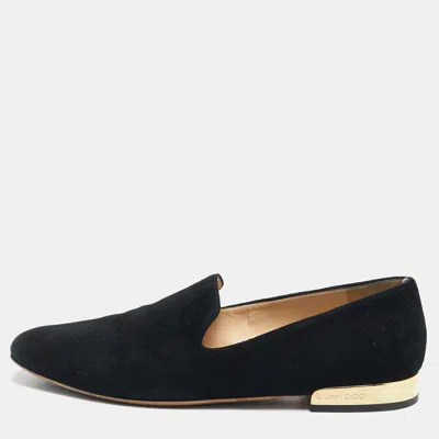 Pre-owned Jimmy Choo Black Suede Slip On Loafers Size 37