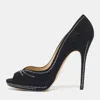 Jimmy Choo Black Suede Studded Peep Toe Pumps In Multi