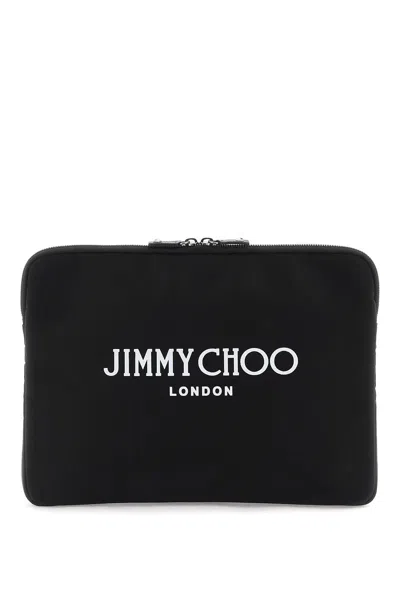 Jimmy Choo Black Technical Pouch Handbag With Contrasting Logo For Men
