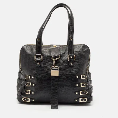 Pre-owned Jimmy Choo Black Textured Leather Blythe M Bag