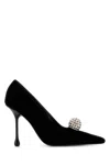Jimmy Choo Orb 50 Crystal-embellished Velvet Pumps In Black
