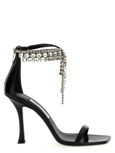 JIMMY CHOO BLACK VINTAGE METALLIC LEATHER HEELS