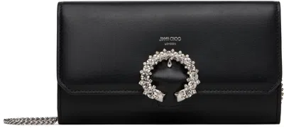 Jimmy Choo Black Wallet/chain Bag In Black/silver