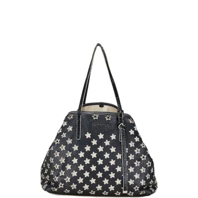 Pre-owned Jimmy Choo Black White Leather Handbag Tote Bag () In Black, White