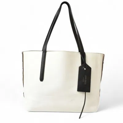Pre-owned Jimmy Choo Black White Leather Tote Bag ()