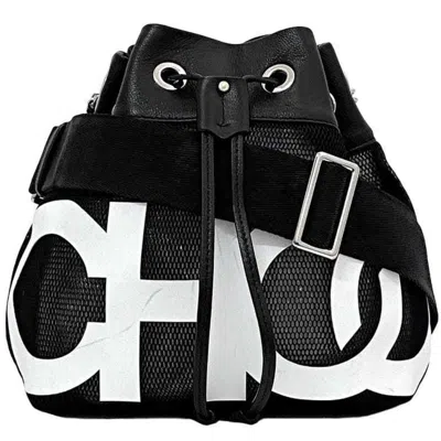 Pre-owned Jimmy Choo Black White Mesh Leather Shoulder Bag ()