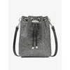 JIMMY CHOO JIMMY CHOO BLACK/ANTIQUE SILVER CINCH MINI CRYSTAL-EMBELLISHED SATIN CROSS-BODY BAG