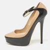Jimmy Choo Black/beige Leather And Patent Siskin Platform Pumps In Multi