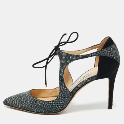 Pre-owned Jimmy Choo Black/grey Texture Suede Vanessa Pumps Size 36