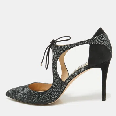 Pre-owned Jimmy Choo Black/grey Textured Suede Vanessa Pumps Size 42
