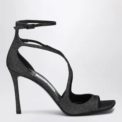 JIMMY CHOO BLACK/SILVER AZIA 95 SANDAL