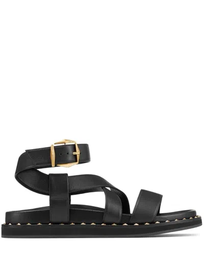 Jimmy Choo Blaise Leather Sandals In Black