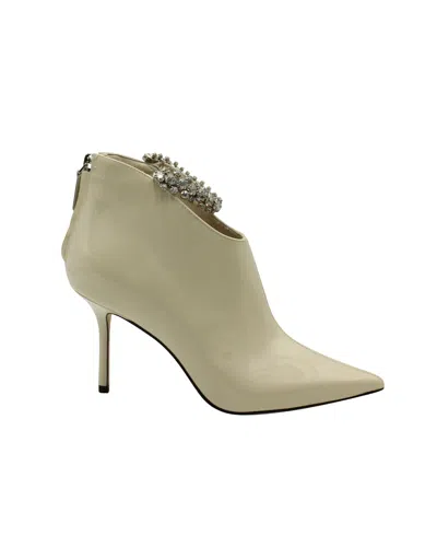 Jimmy Choo Blaize Ankle Boots In Cream Patent Leather In White