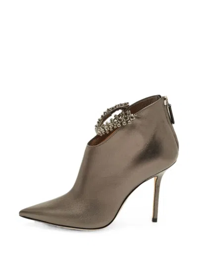 Pre-owned Jimmy Choo Blaize Crystal-strap Ankle Boots In Silver