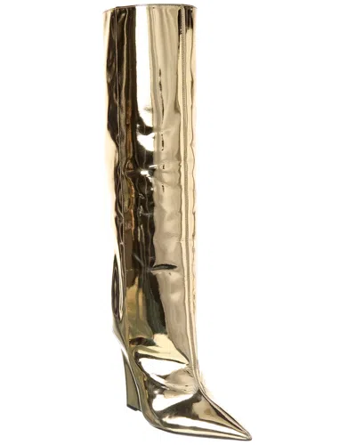 Jimmy Choo Blake 110 Leather Wedge Knee-high Boot In Gold