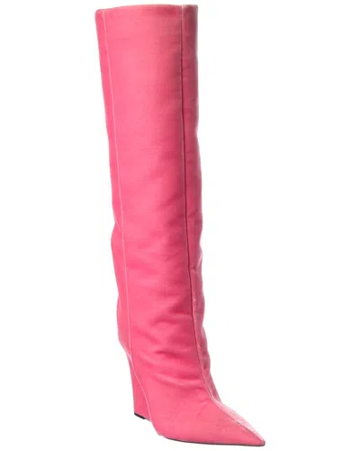 Jimmy Choo Blake 110 Velvet Wedge Knee-high Boot In Pink