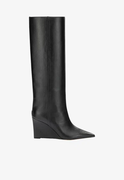 Jimmy Choo Blake 85 Leather Knee-high Boots In Black