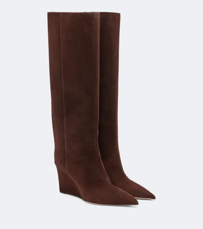 Jimmy Choo Blake Suede Wedge Knee-high Boots In Brown