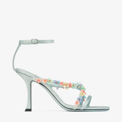 Jimmy Choo Blanche 90 Satin Heeled Sandals In White