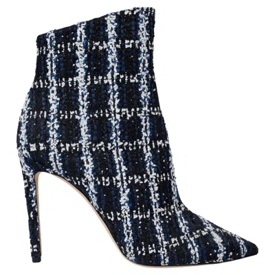 Pre-owned Jimmy Choo Blue 2018 Helaine Tweed Ankle Boots Shoes 42 Fit 41