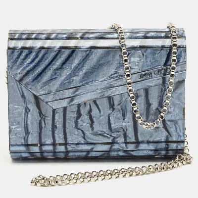 Pre-owned Jimmy Choo Blue Acrylic And Suede Crinkled Candy Chain Clutch