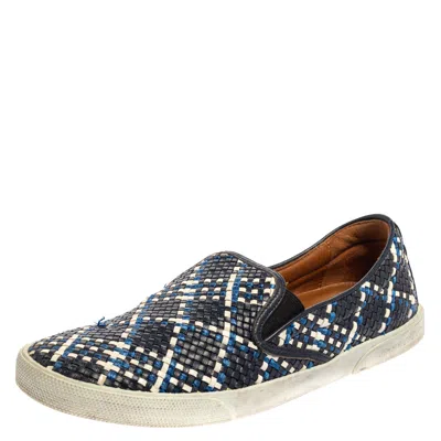 Jimmy Choo Blue Demi Woven Leather Slip-on Sneakers