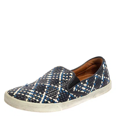 Pre-owned Jimmy Choo Blue Demi Woven Leather Slip-on Sneakers Size 39.5