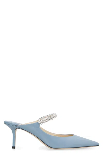 Jimmy Choo Blue Embellished Flat With Pointy Toe And Stiletto Heels For Women In Light Blue