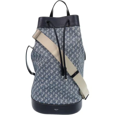 Pre-owned Jimmy Choo Blue Ivory Navy Blue Leather Backpack Shoulder Bag () In Multi