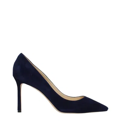 Jimmy Choo Blue Leather High Heel Pumps In Black