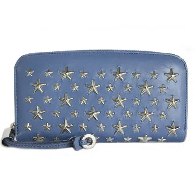 Pre-owned Jimmy Choo Blue Leather Long Wallet (bi-fold) ()