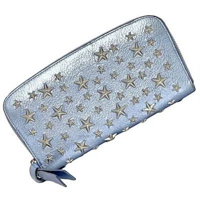 Pre-owned Jimmy Choo Blue Metallic Leather Wallet (bi-fold) () In Multi