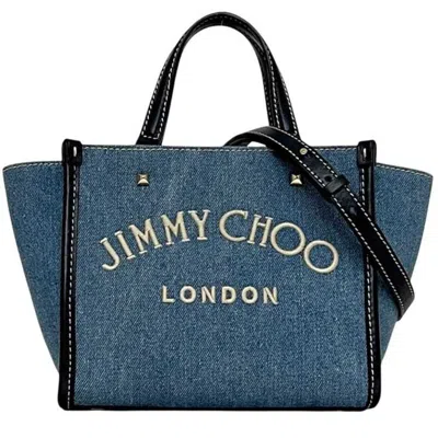 Pre-owned Jimmy Choo Blue Navy Blue Leather Handbag Shoulder Bag () In Multi