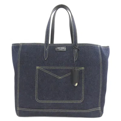 Pre-owned Jimmy Choo Blue Navy Denim Tote Bag () In Blue, Navy