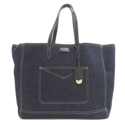 Pre-owned Jimmy Choo Blue Navy Denim Tote Bag () In Blue, Navy