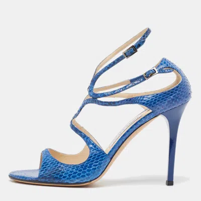 Pre-owned Jimmy Choo Blue Python Lang Sandals Size 41